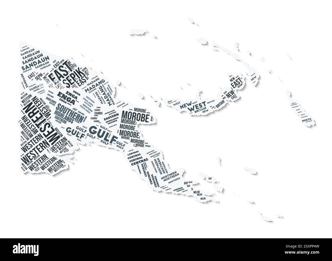 Papua New Guinea shape text cloud.