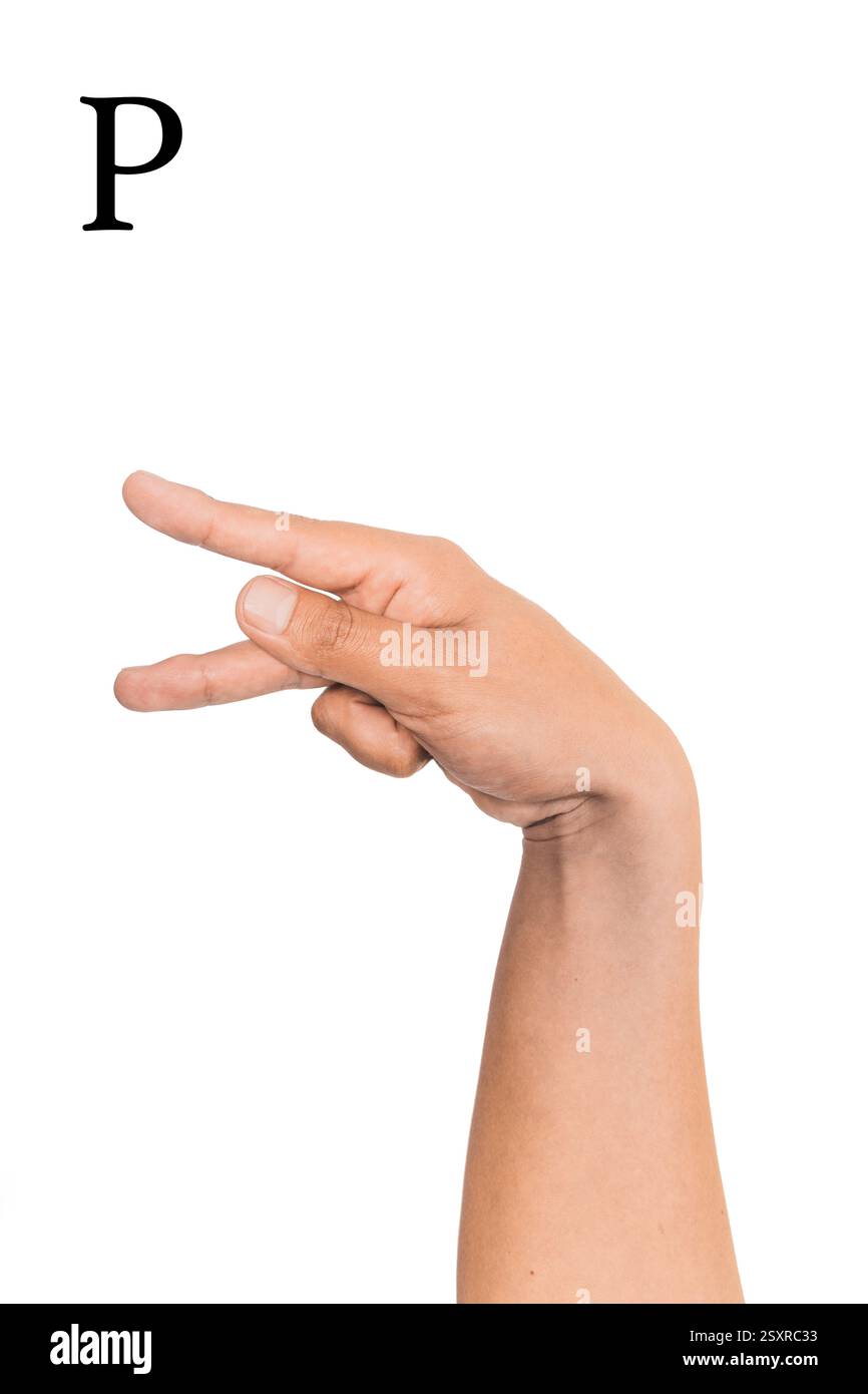 Sign language letter P with white background Stock Photo Alamy