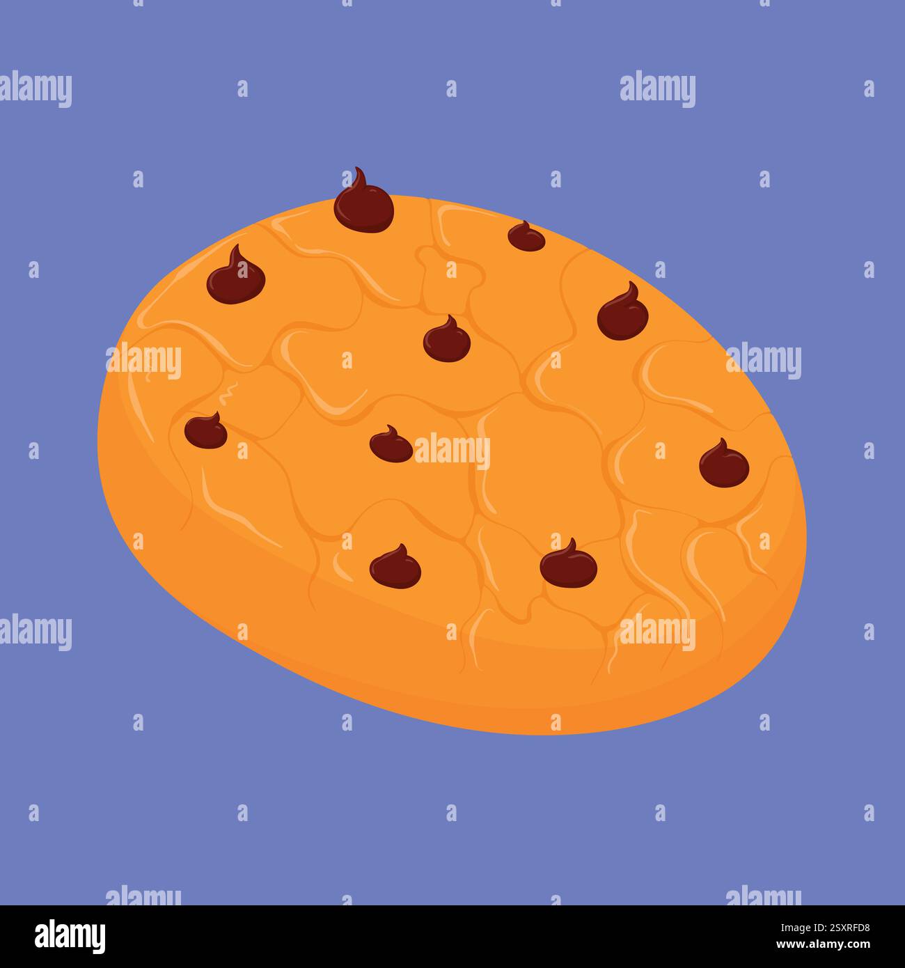 Chocolate Chips Cookie Vector Illustration. Choco chips cookie icon vector. baked cookie Stock Vector