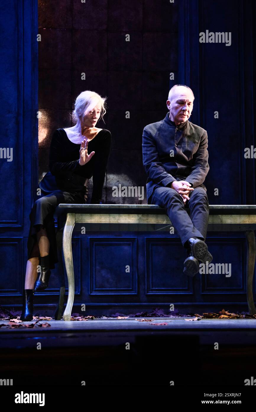 Infanta Isabel Theatre, Madrid, Spain. 25th Feb, 2025.  Presentation of the play 'La Musica', based on a text by Marguerite Duras. L to R: Ana Duato, actress, and Dario Grandinetti, actor. Credit: EnriquePSans/Alamy Live News Stock Photo