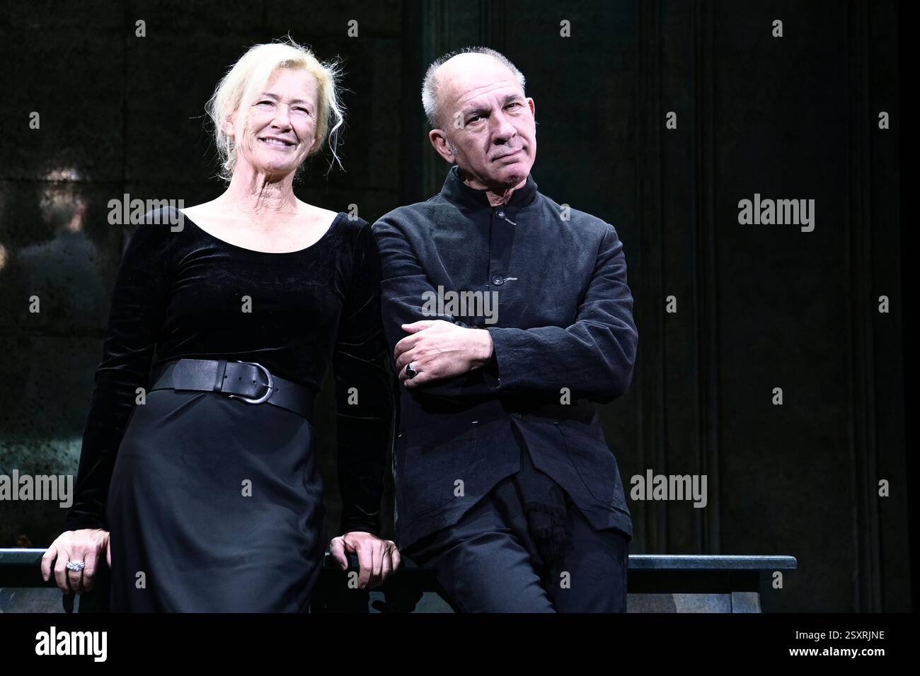 Infanta Isabel Theatre, Madrid, Spain. 25th Feb, 2025.  Presentation of the play 'La Musica', based on a text by Marguerite Duras. L to R: Ana Duato, actress, and Dario Grandinetti, actor. Credit: EnriquePSans/Alamy Live News Stock Photo