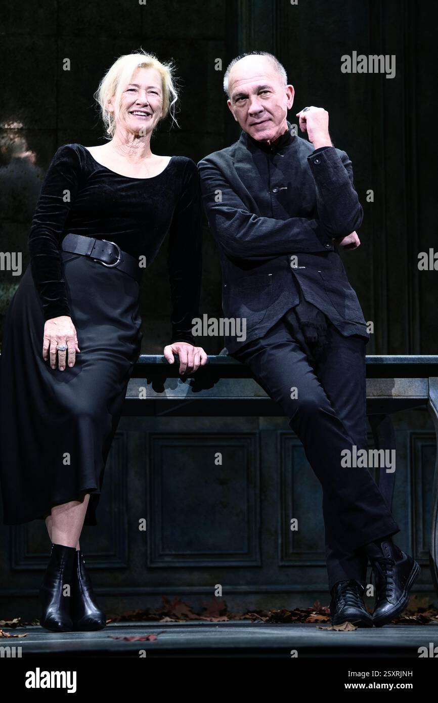 Infanta Isabel Theatre, Madrid, Spain. 25th Feb, 2025.  Presentation of the play 'La Musica', based on a text by Marguerite Duras. L to R: Ana Duato, actress, and Dario Grandinetti, actor. Credit: EnriquePSans/Alamy Live News Stock Photo