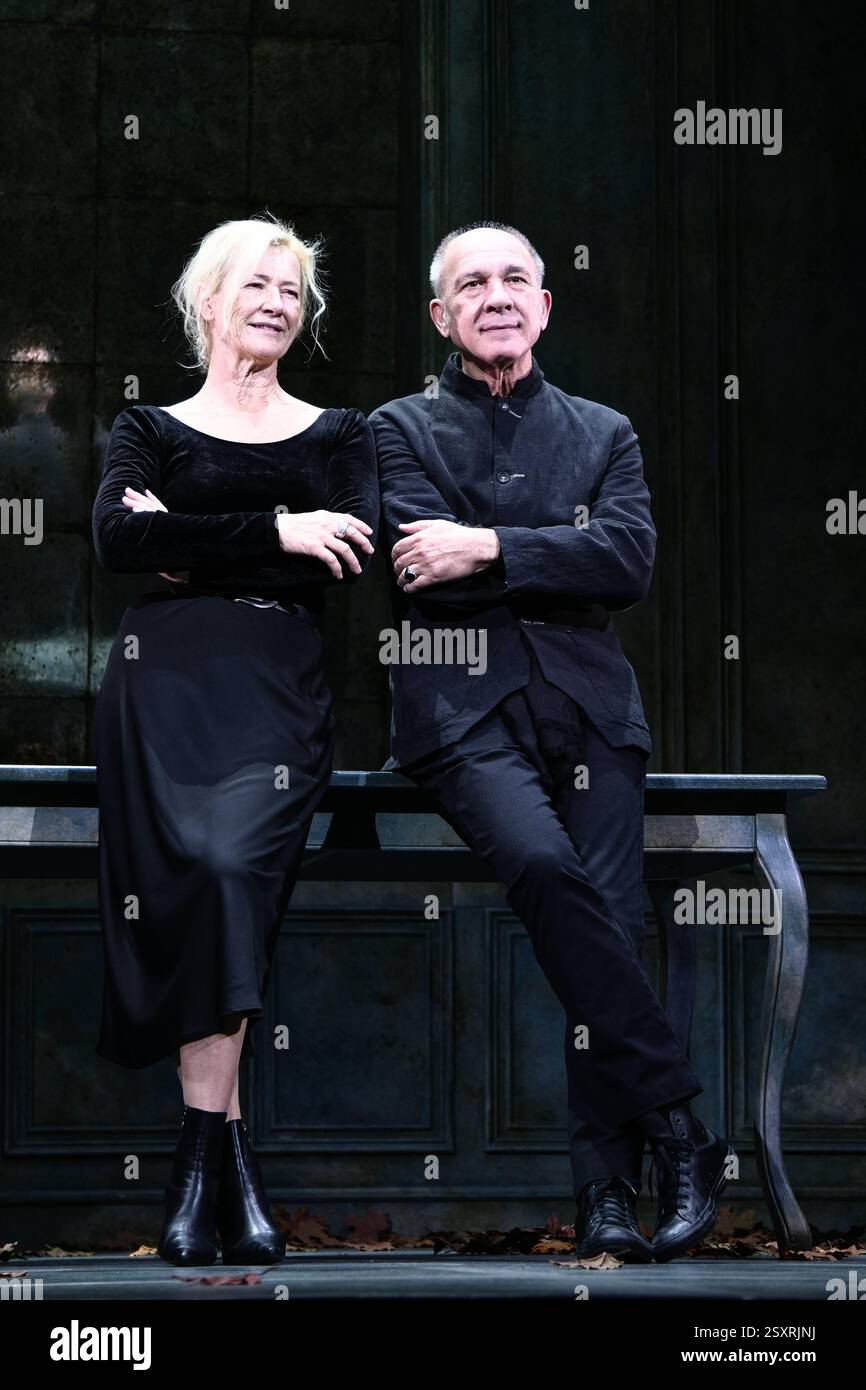 Infanta Isabel Theatre, Madrid, Spain. 25th Feb, 2025.  Presentation of the play 'La Musica', based on a text by Marguerite Duras. L to R: Ana Duato, actress, and Dario Grandinetti, actor. Credit: EnriquePSans/Alamy Live News Stock Photo