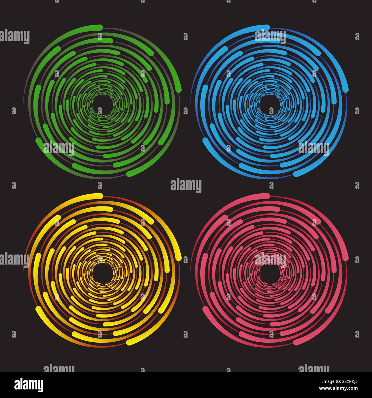 Vector Circle Colorful Icon Isolated on Black Background. Stock Vector