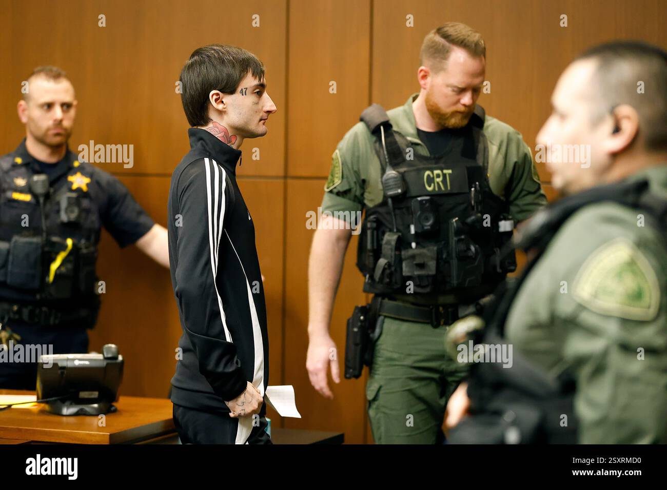 Robert Crimo III is escorted from the court room at a break in juror Robert Crimo III is escorted from the court room at a break in juror