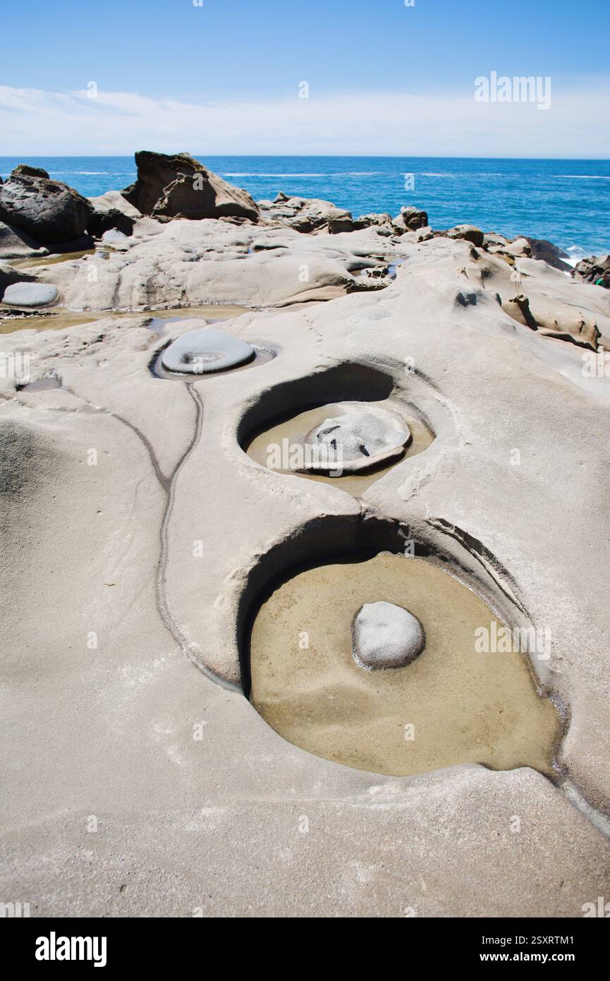 Rock formations at Salt Point State Park near Jenner, California. Stock Photo
