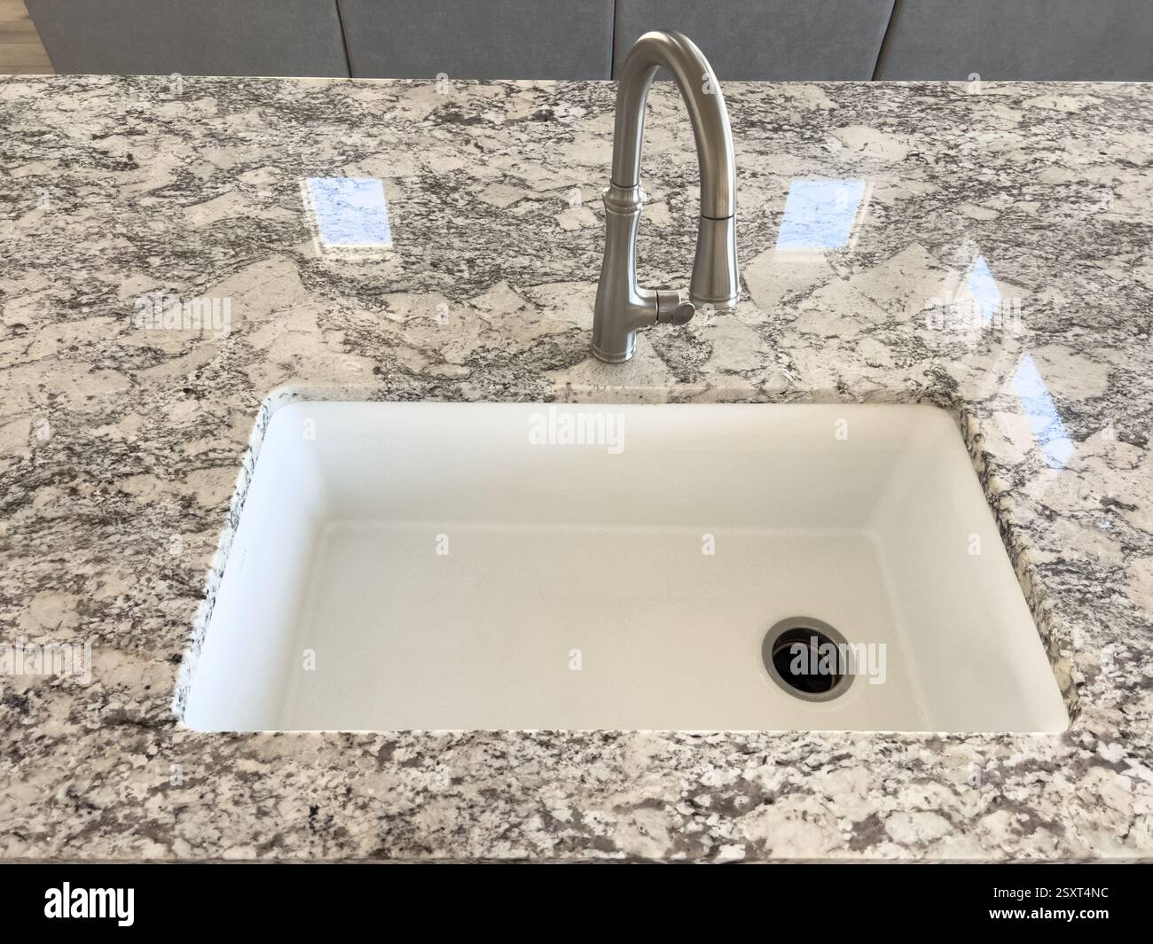 Modern Kitchen Sink With Granite Countertop Stock Photo - Alamy