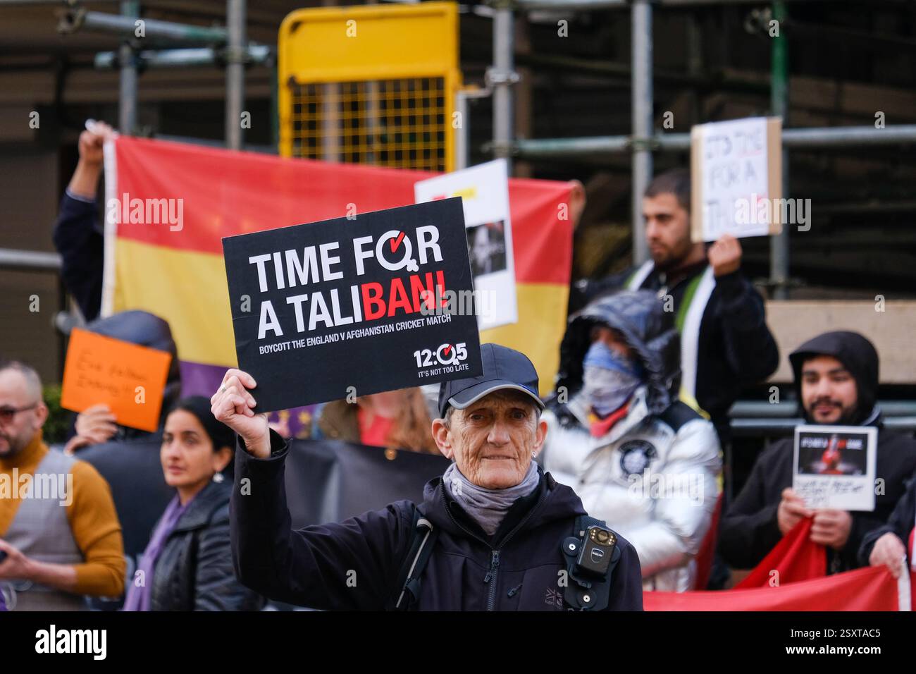 London, UK. 25th February, 2025. A protest against the decision made by ...