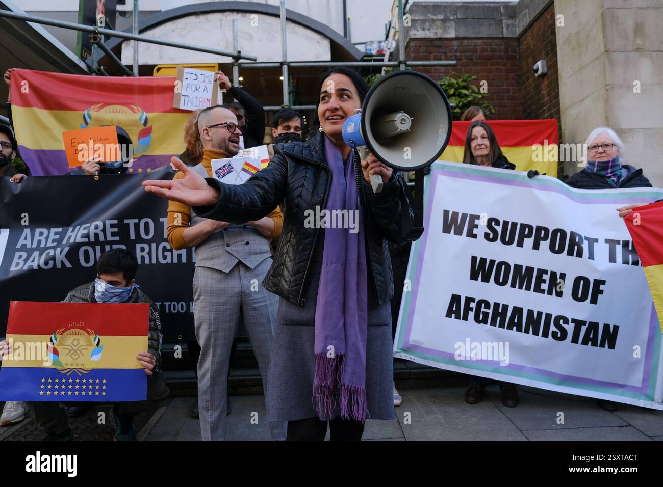 London, UK. 25th February, 2025. A protest against the decision made by ...