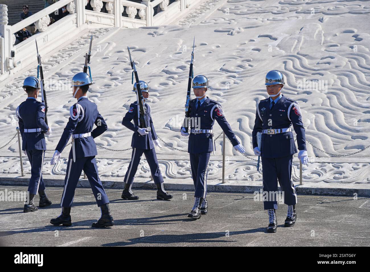 TAIPEI, TAIWAN -18 JAN 2025- View of military guards at the Chiang Kai ...