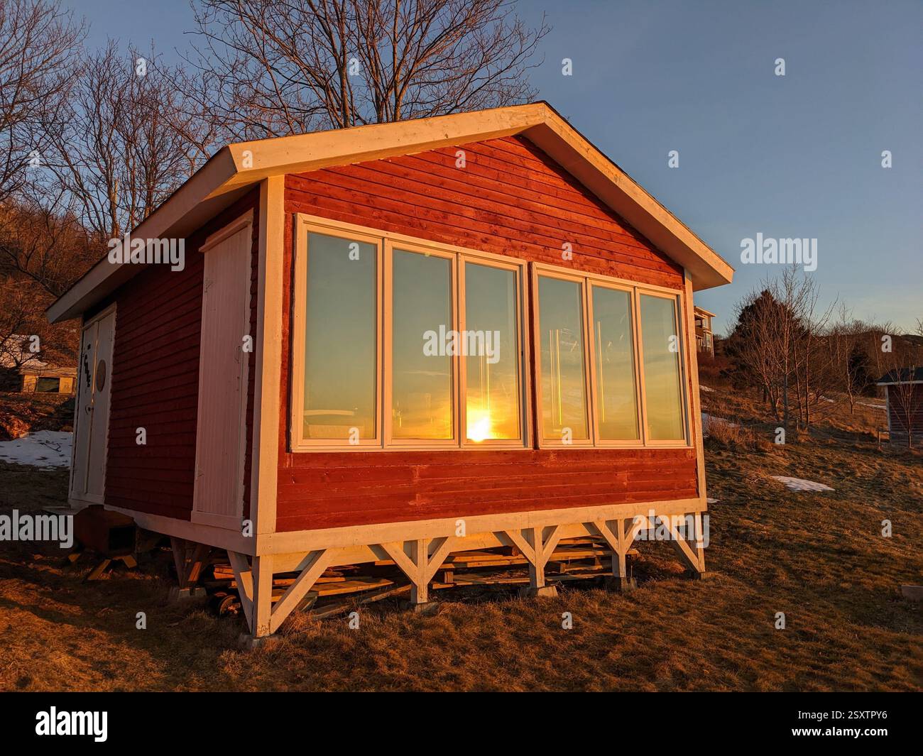 Sunrise reflection in Newfoundland, CA - Smartphone Captured Stock Image