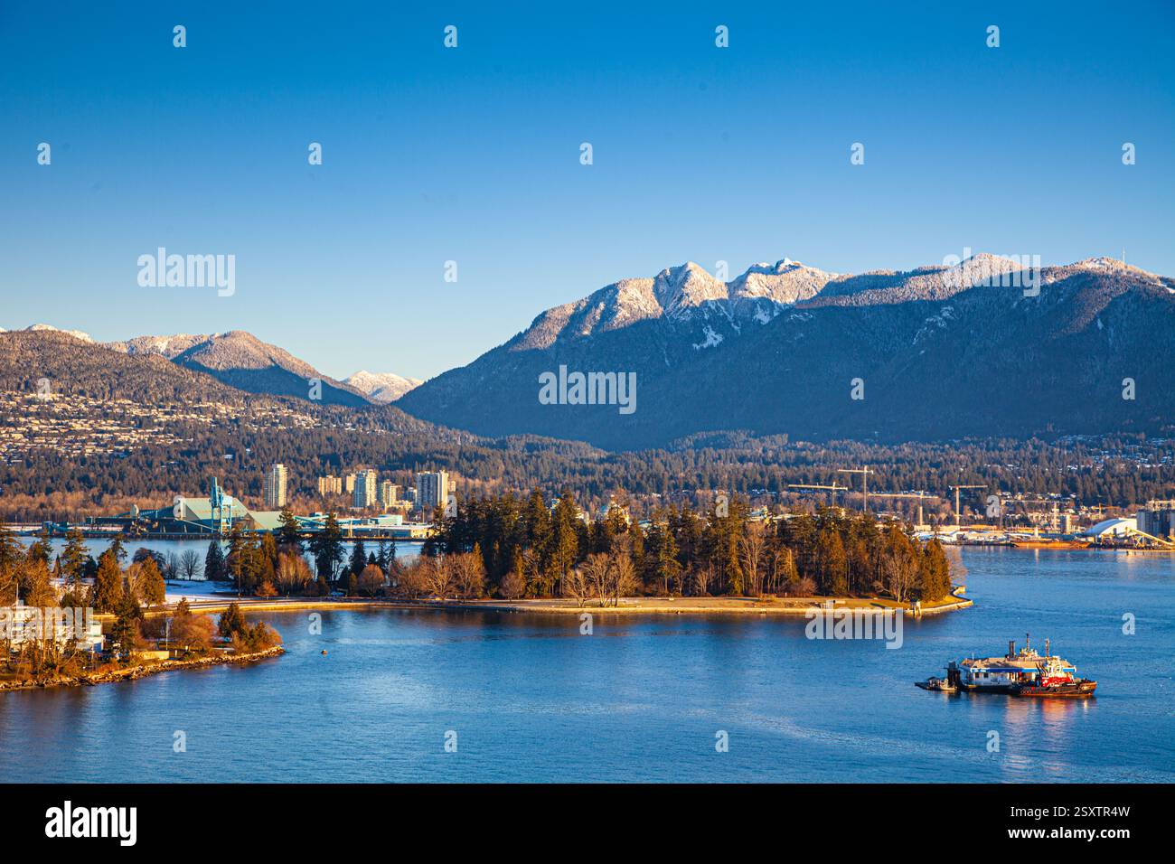 Stanley Park and the North Shore Mountains from downtown Vancouver ...