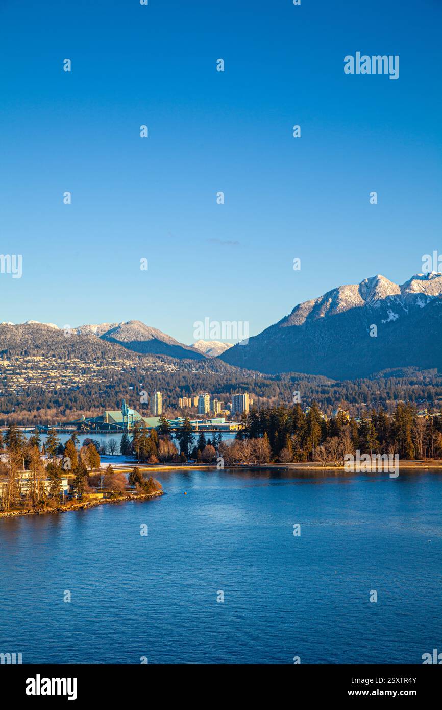 Stanley Park and the North Shore Mountains from downtown Vancouver ...