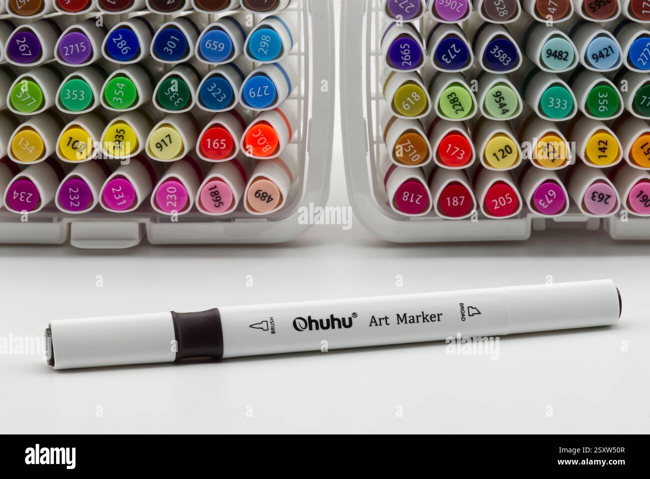 Ohuhu art markers isolated on white background. Stock Photo