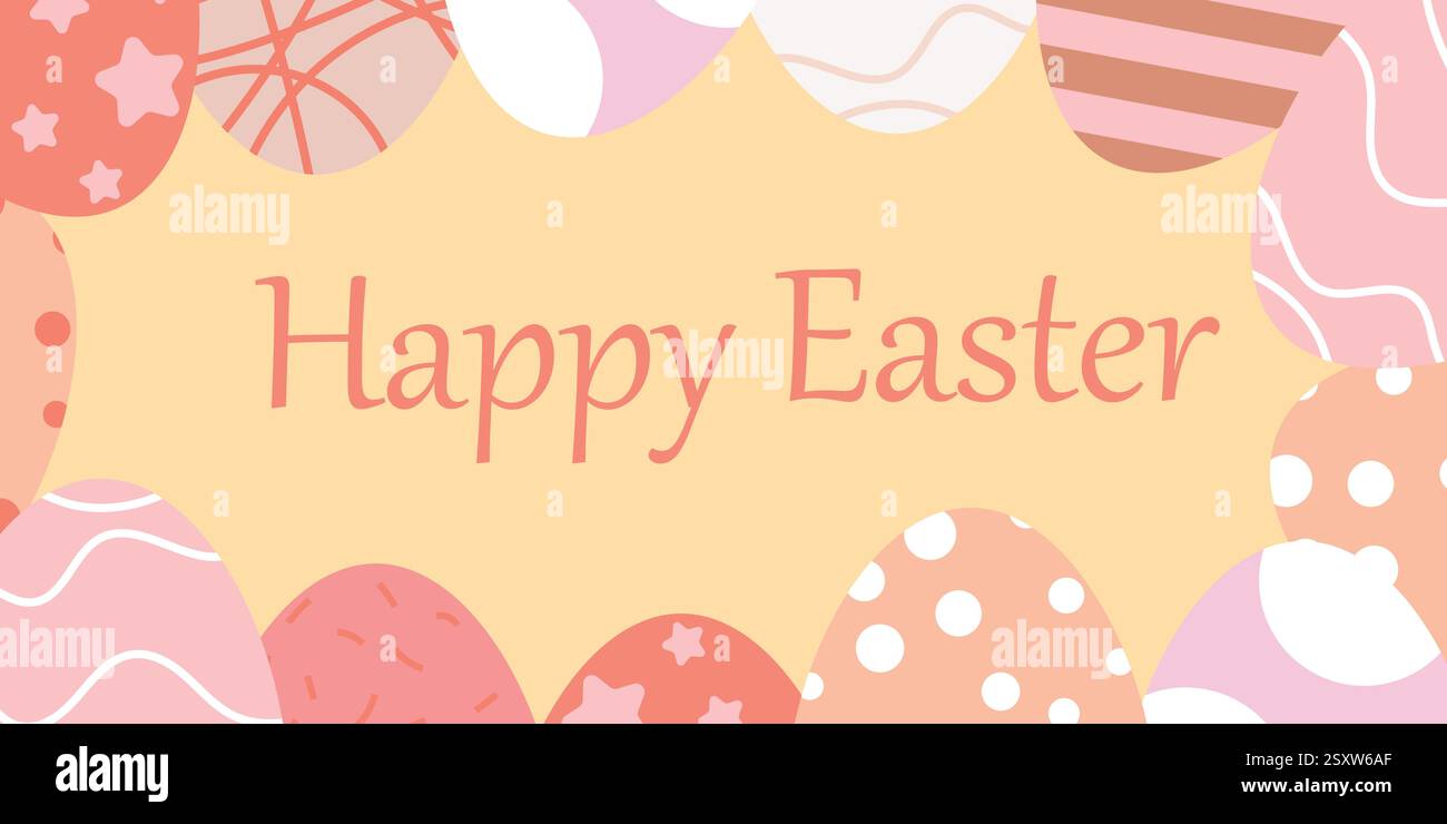 Colorful Easter Egg Illustration with Bold Text Saying Happy Easter Stock Vector