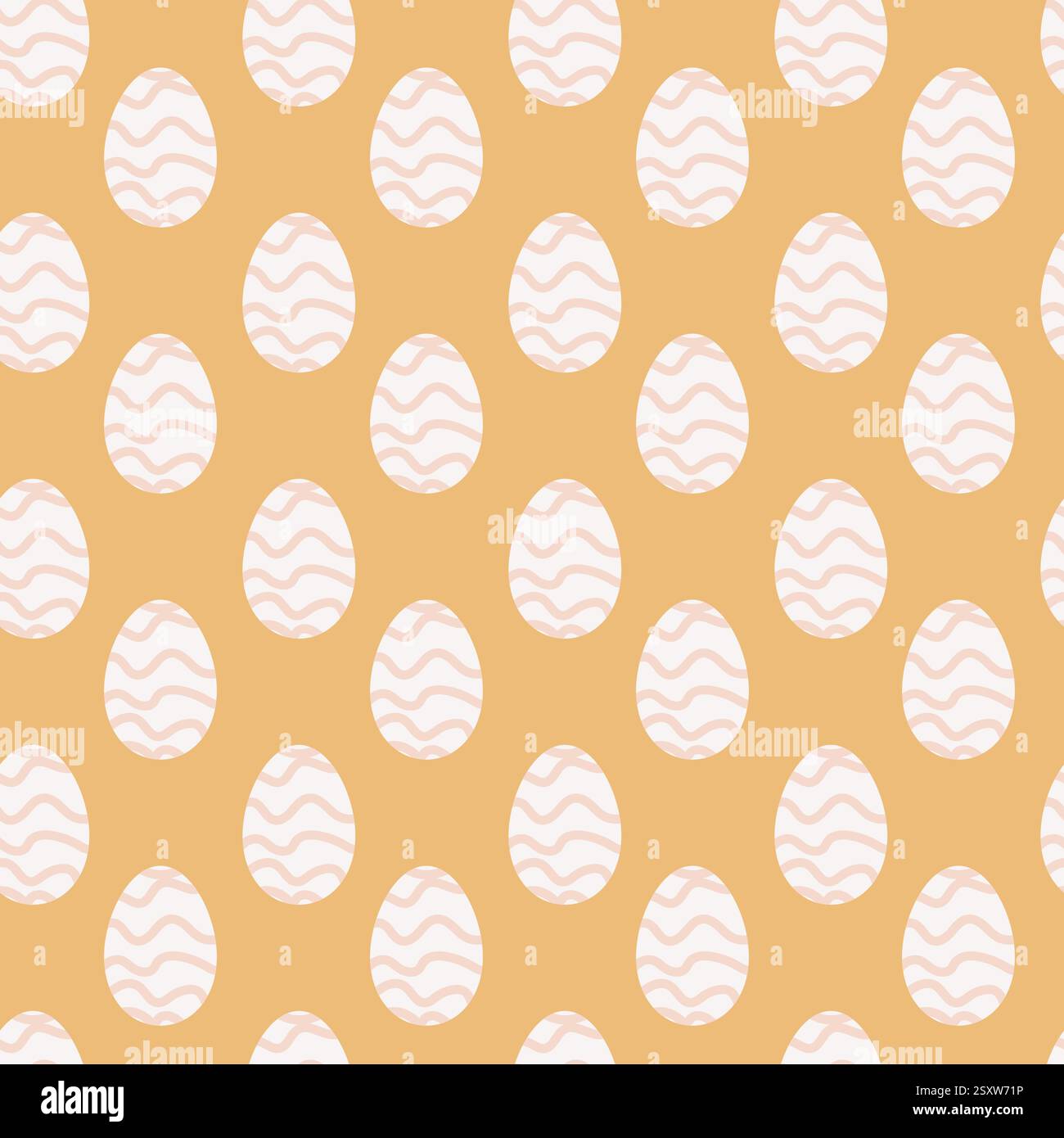 Seamless Easter Egg Pattern with Wavy Designs on Yellow Background Stock Vector