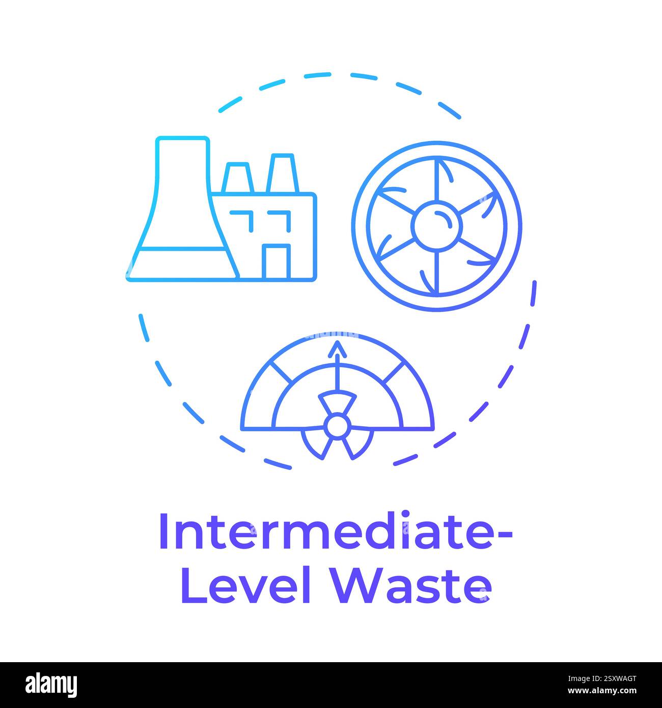 Intermediate level waste blue gradient concept icon Stock Vector
