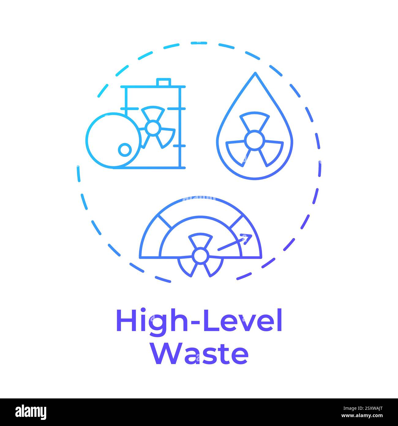 High level waste blue gradient concept icon Stock Vector