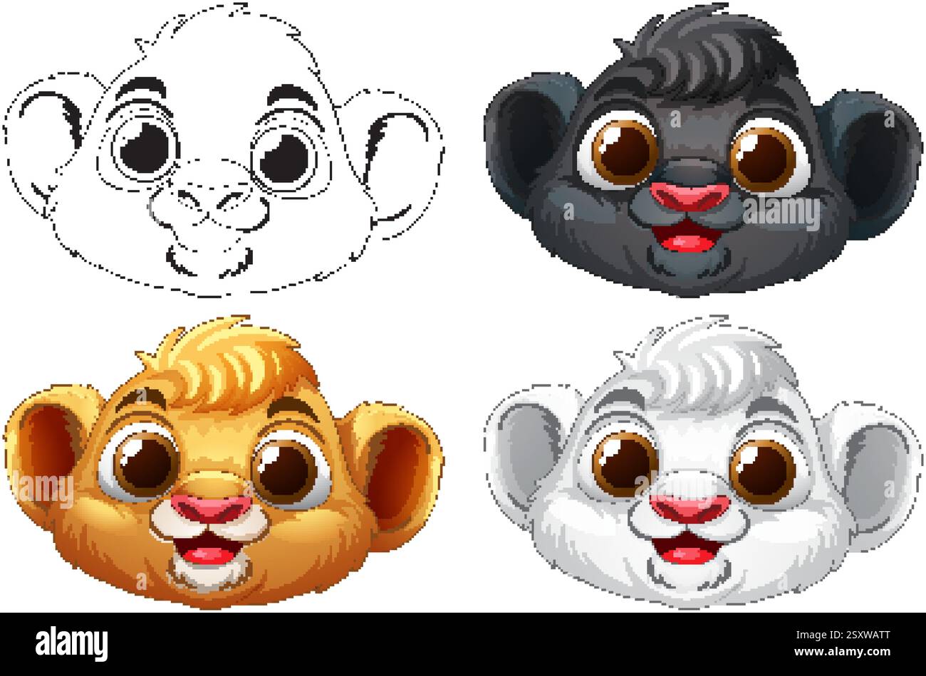 Cute Cartoon Animal Faces In Various Colors Stock Vector Image Art cute-cartoon-animal-faces-in-various-colors-stock-vector-image-art