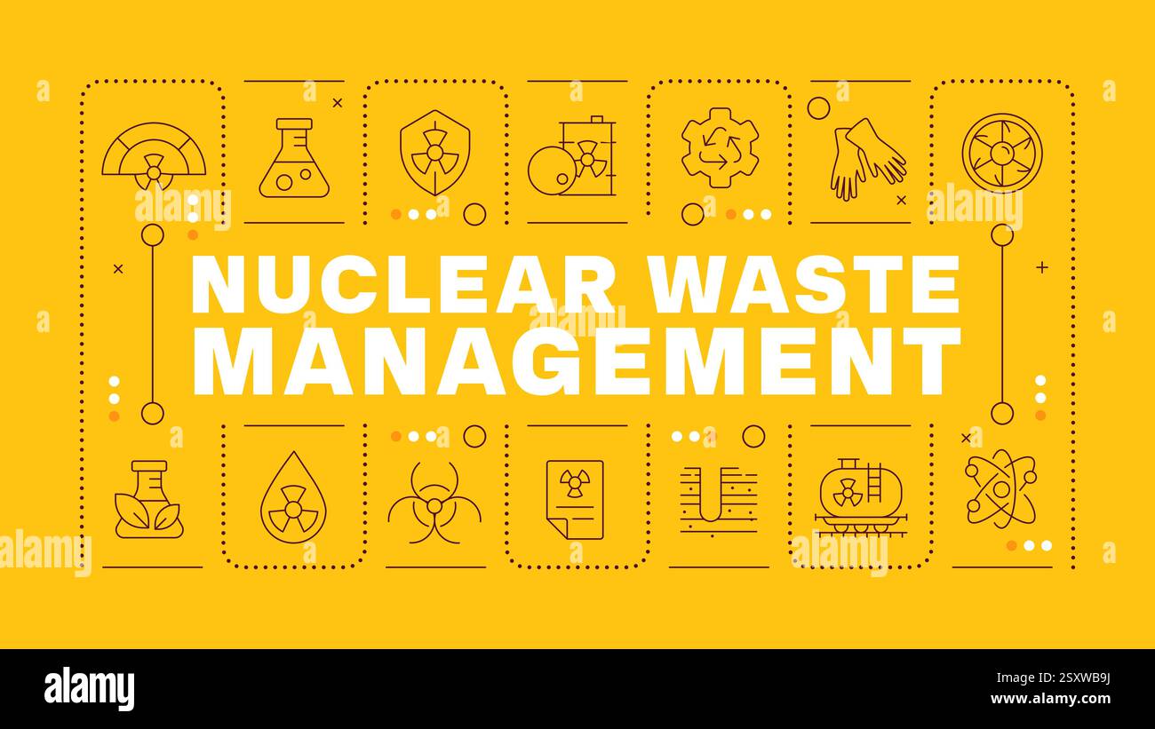 Nuclear waste management orange word concept Stock Vector