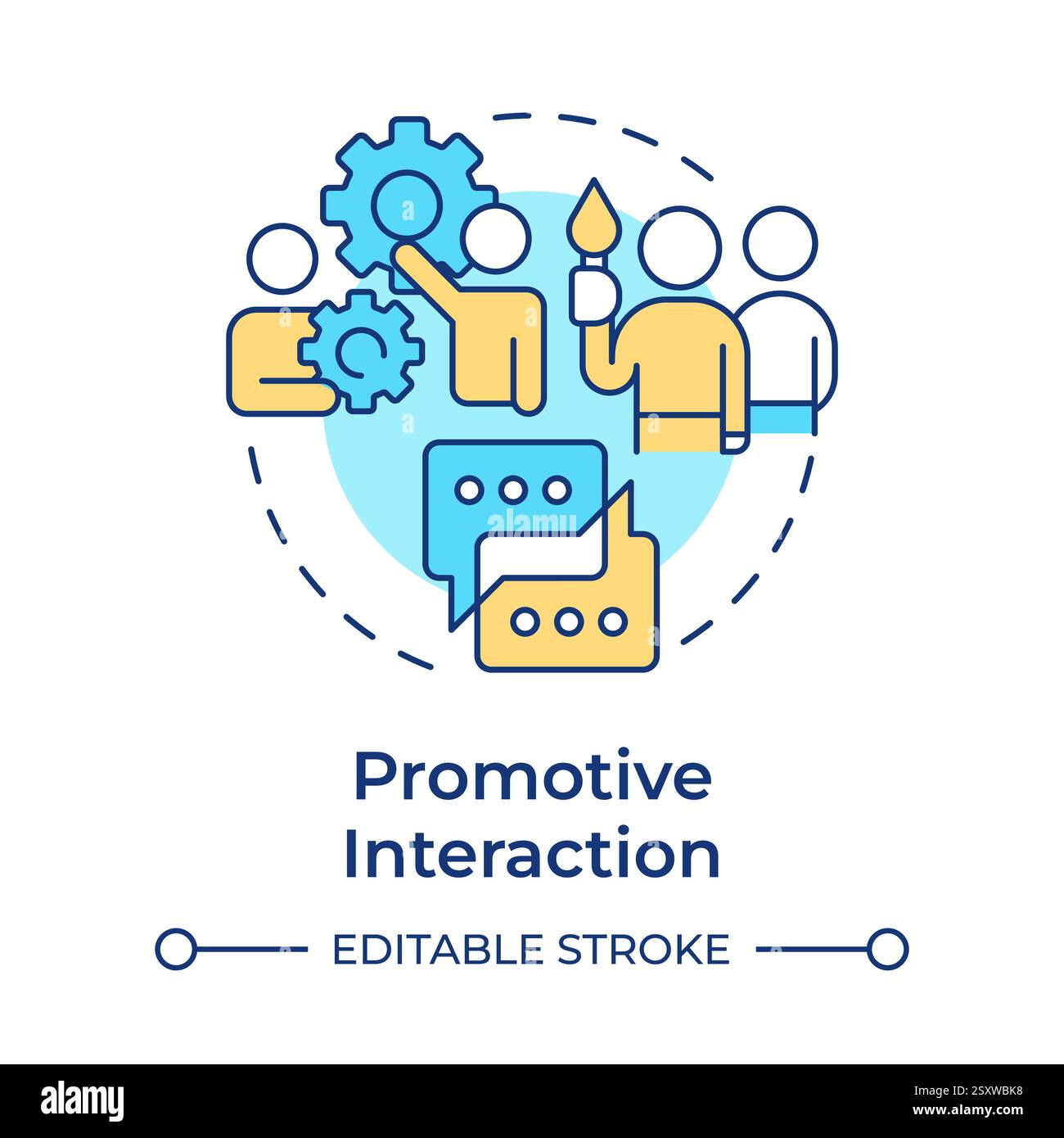 Promotive interaction multi color concept icon Stock Vector