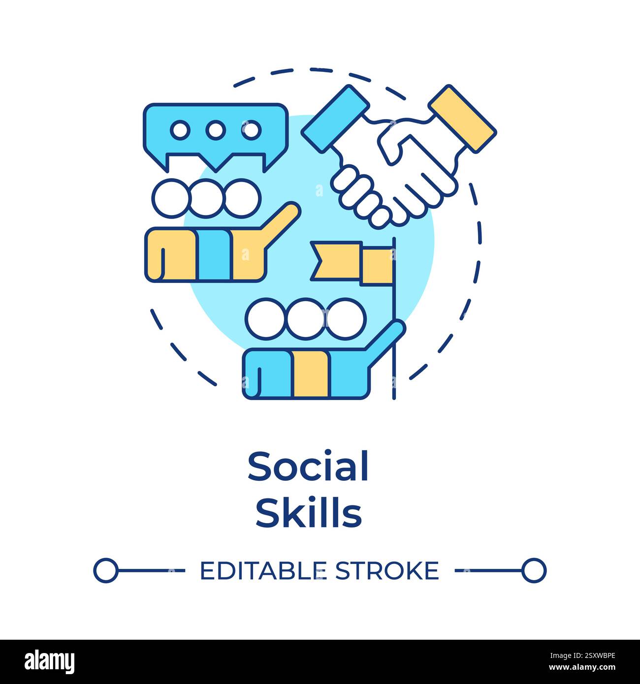 Social skills multi color concept icon Stock Vector