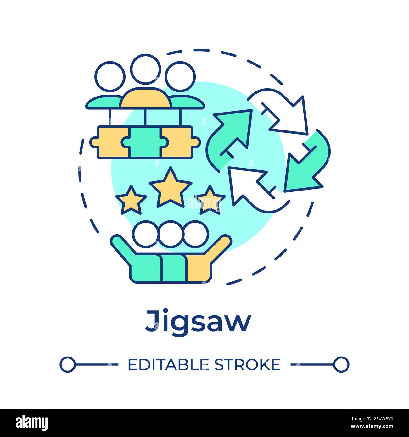Jigsaw multi color concept icon Stock Vector