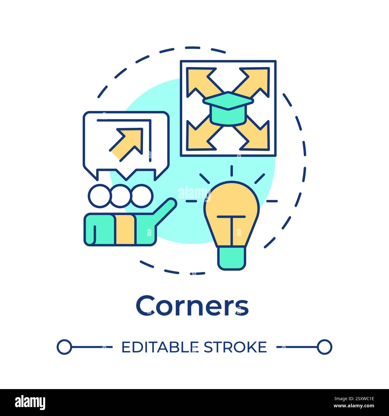 Corners multi color concept icon Stock Vector