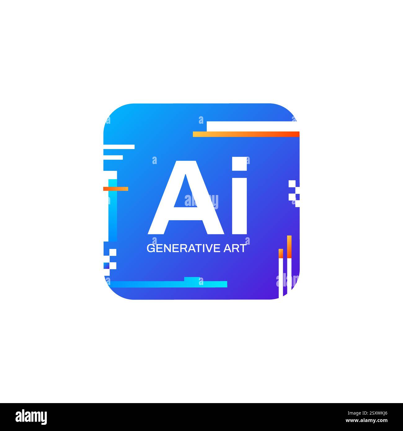 AI icon with glitch art, blue gradient, and smart chatbot design Stock ...