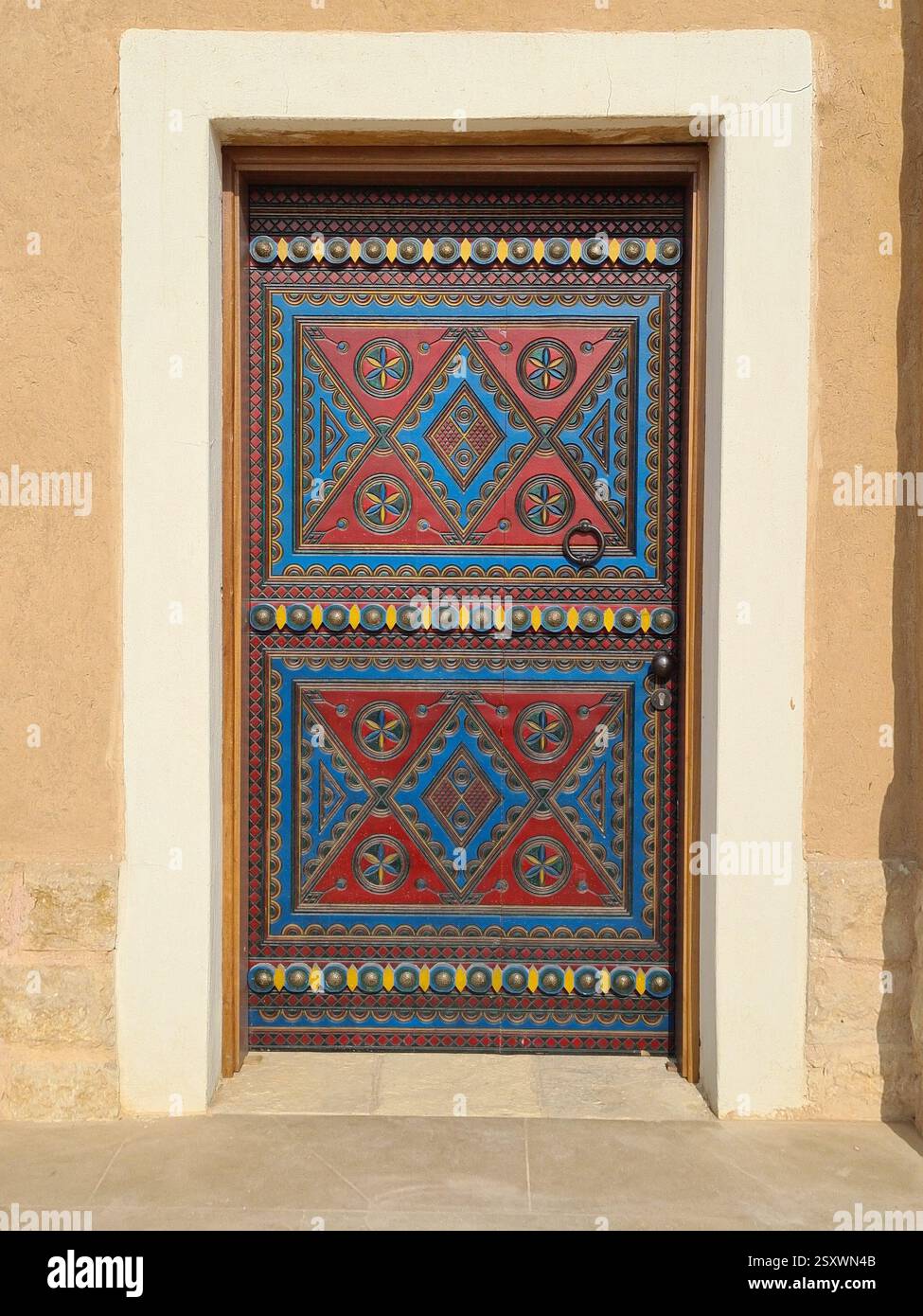 Ornate Hand-Painted Door, Middle Eastern Design - Smartphone Captured Stock Image