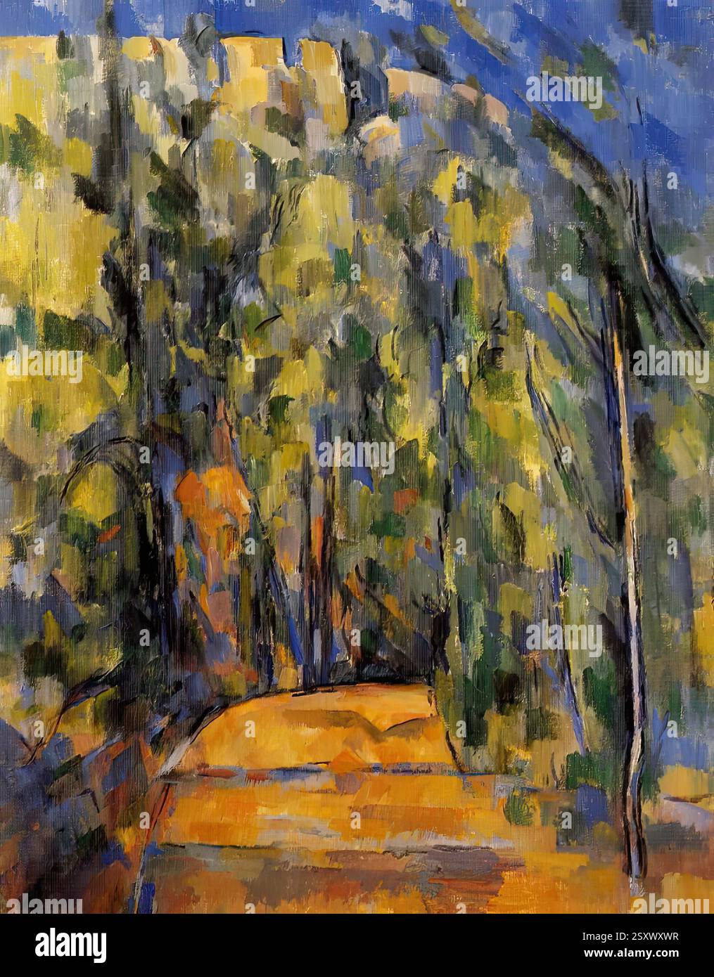 Paul Cezanne painting - Bend in the Forest Road Stock Photo - Alamy