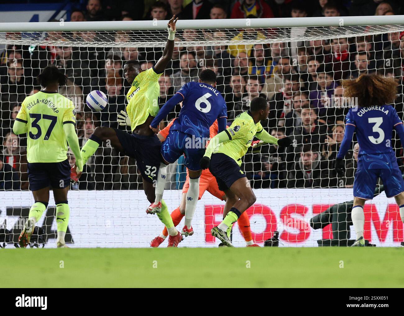 London, England, 25th February 2025. Levi Colwill of Chelsea scoring ...