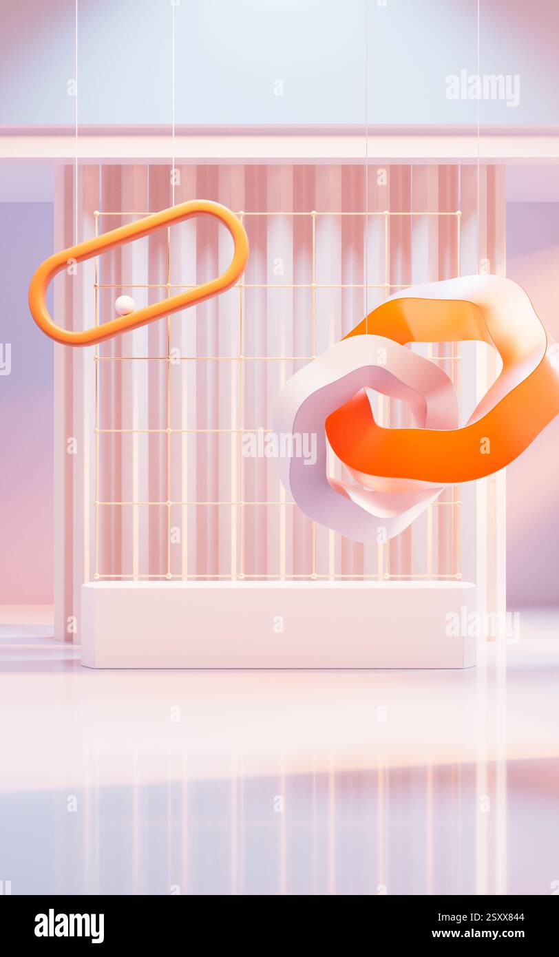 Empty building structure with creative curve geometries, 3d rendering. 3D illustration. Stock Photo