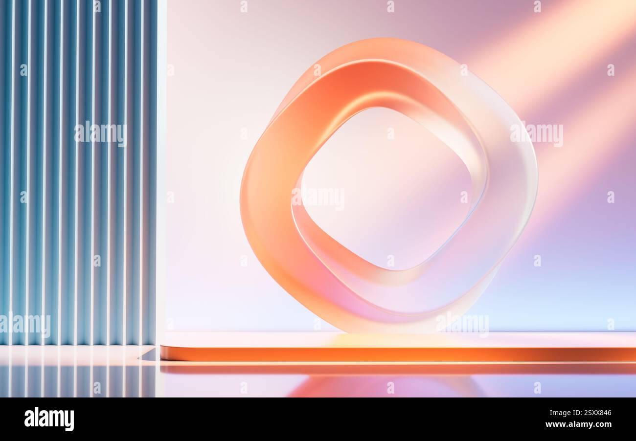 Empty stage with creative curve geometries, 3d rendering. 3D illustration. Stock Photo
