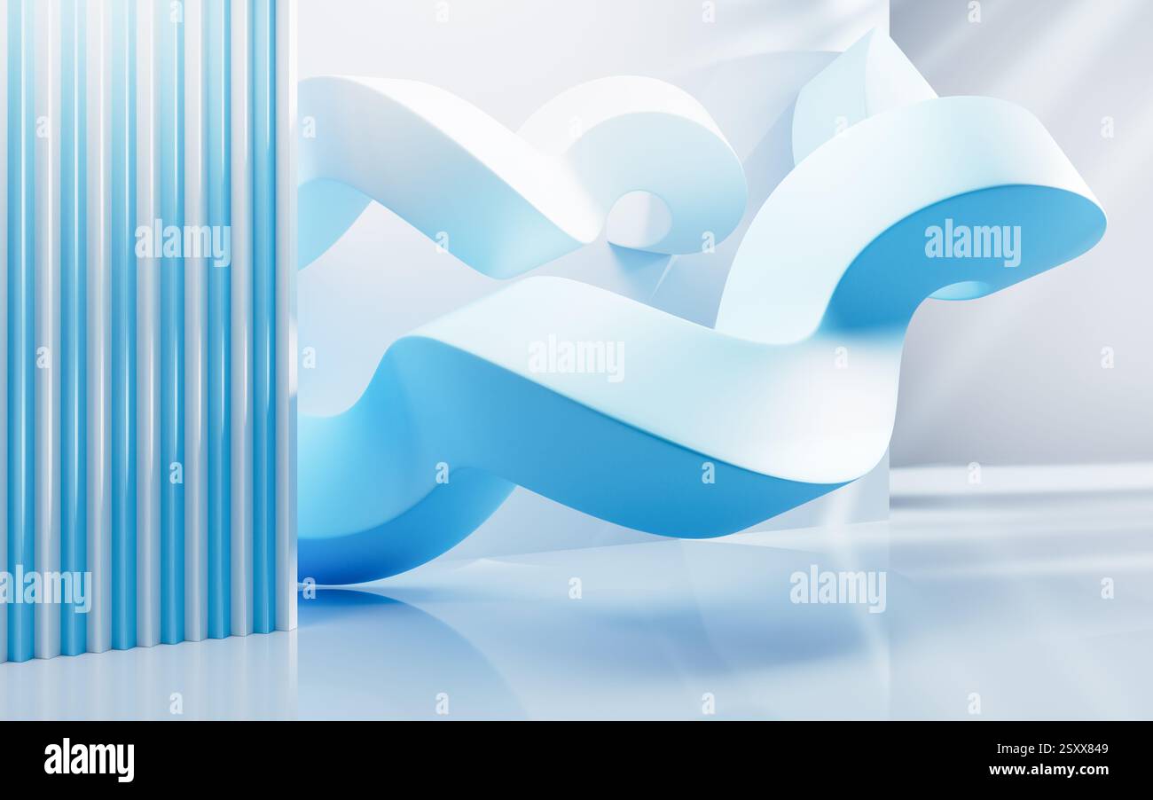 Empty building structure with creative curve geometries, 3d rendering. 3D illustration. Stock Photo