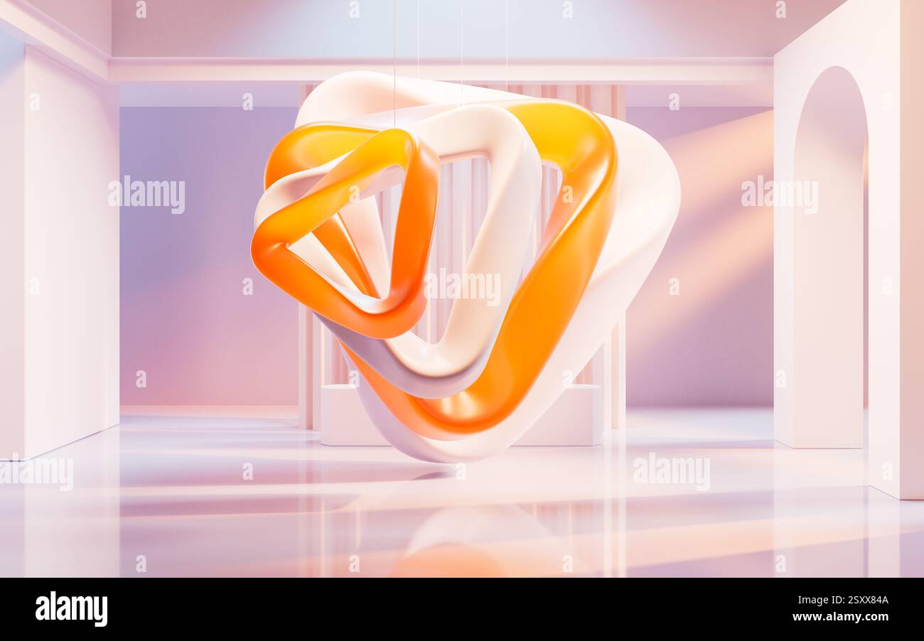 Empty building structure with creative curve geometries, 3d rendering. 3D illustration. Stock Photo
