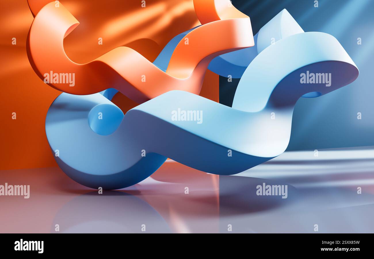 Empty building structure with creative curve geometries, 3d rendering. 3D illustration. Stock Photo