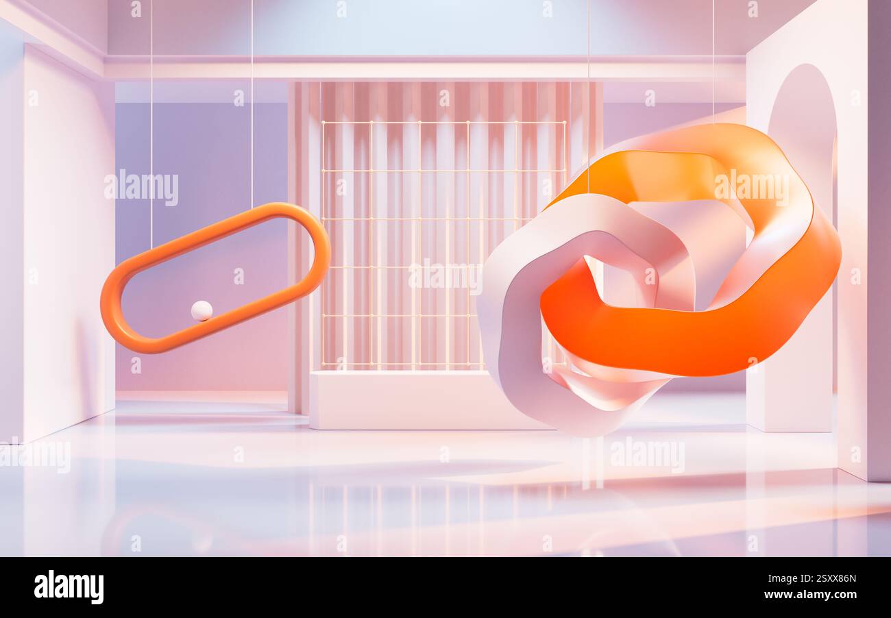Empty building structure with creative curve geometries, 3d rendering. 3D illustration. Stock Photo