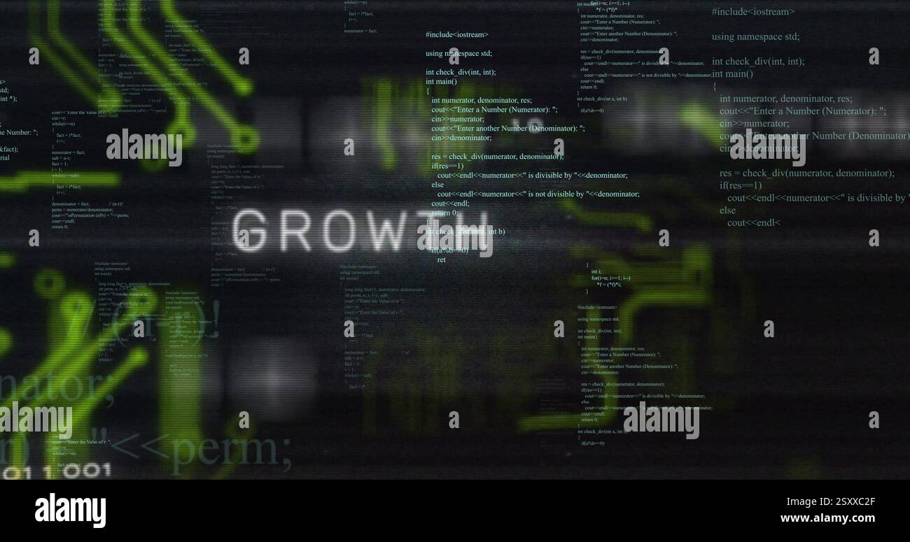 Image of growth hacking text over data processing Stock Photo