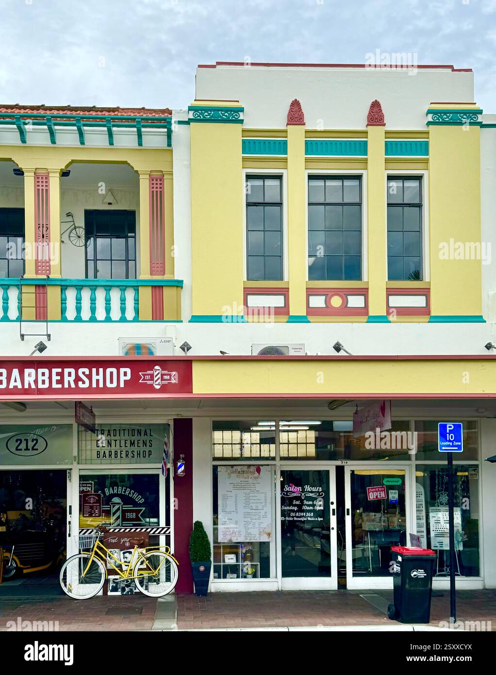 Art Deco style architecture building in Napier Hakes Bay New Zealand - Smartphone Captured Stock Image