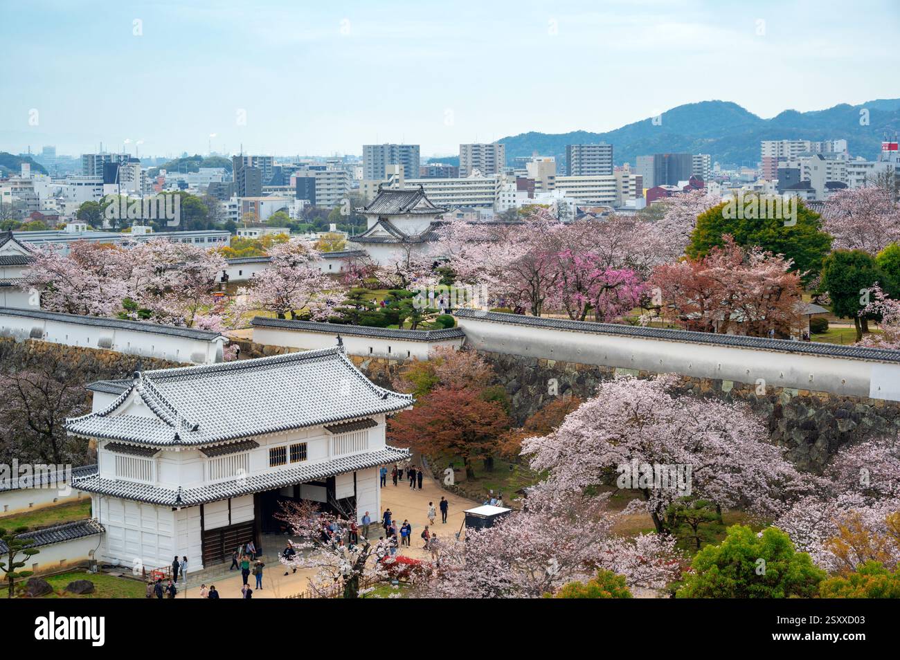 Aerial view of the Himeji Castle complex, situated in Himeji, Hyōgo ...