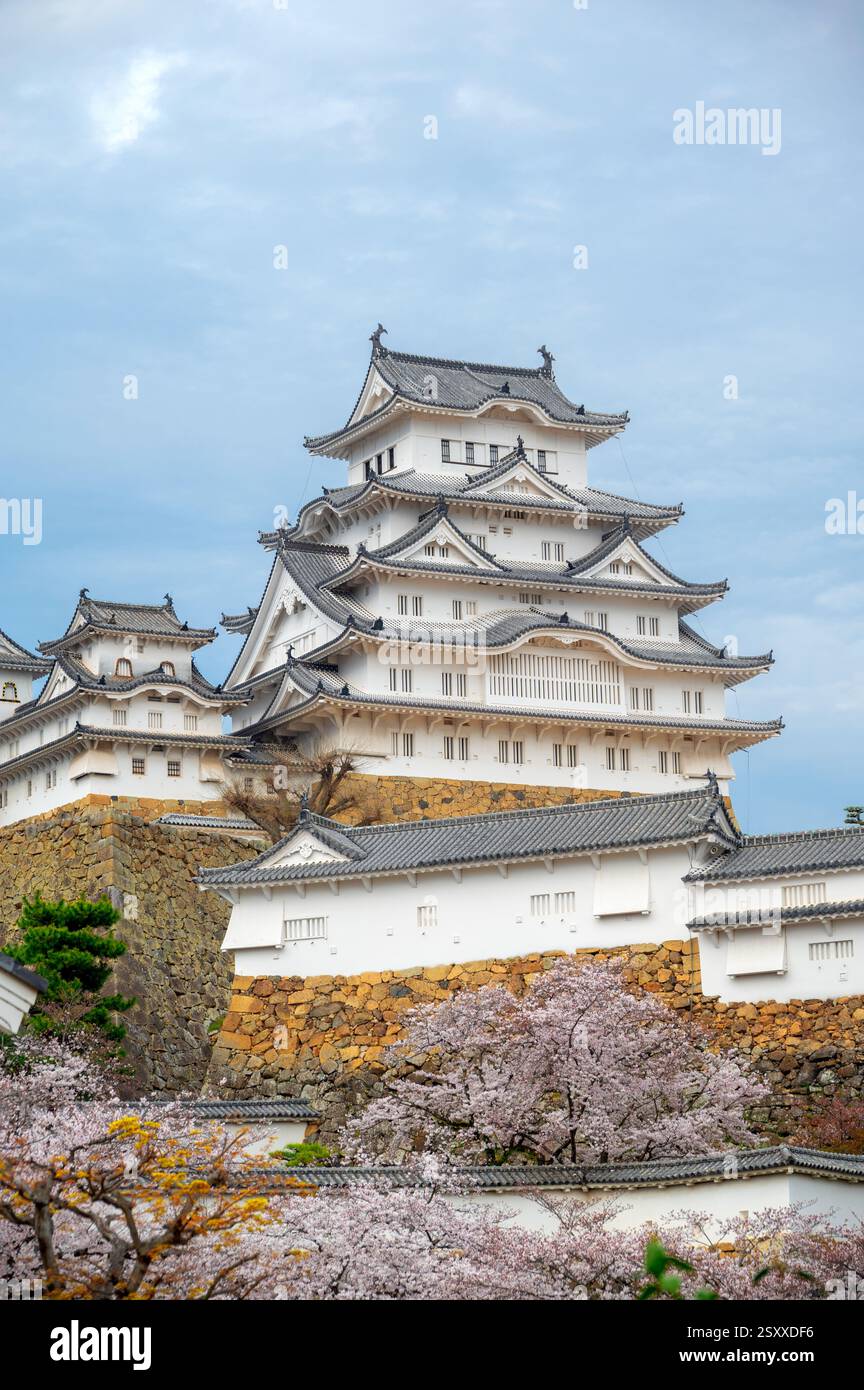 View of the beautiful green pond inside Himeji Castle , situated in ...