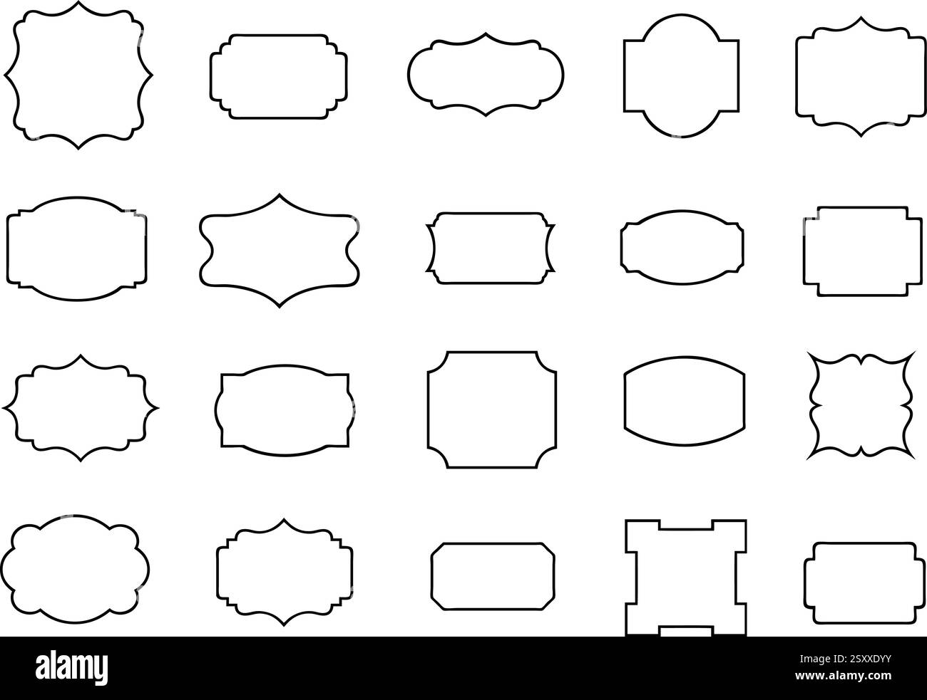 Collection of different labels illustration isolated on white Stock ...