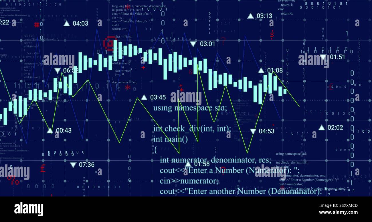 Image of data processing over diagram Stock Photo