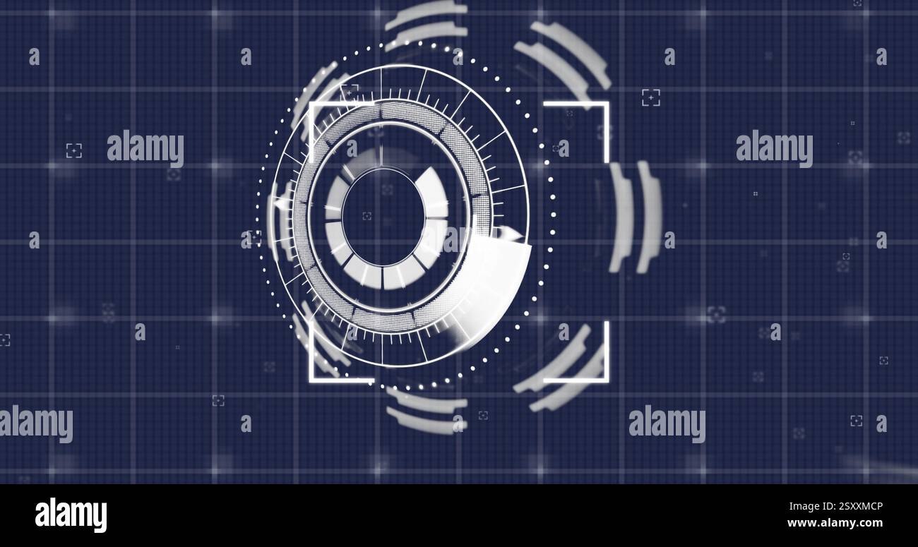 Image of scope scanning and data processing over squares Stock Photo