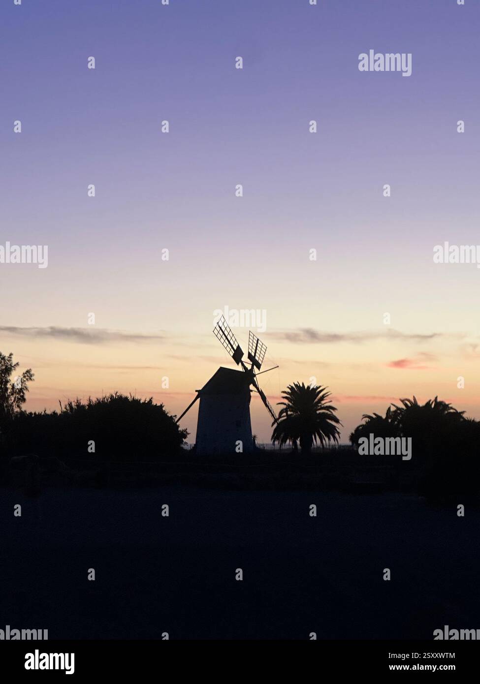 Windmill Fuerteventura during sunset - Smartphone Captured Stock Image