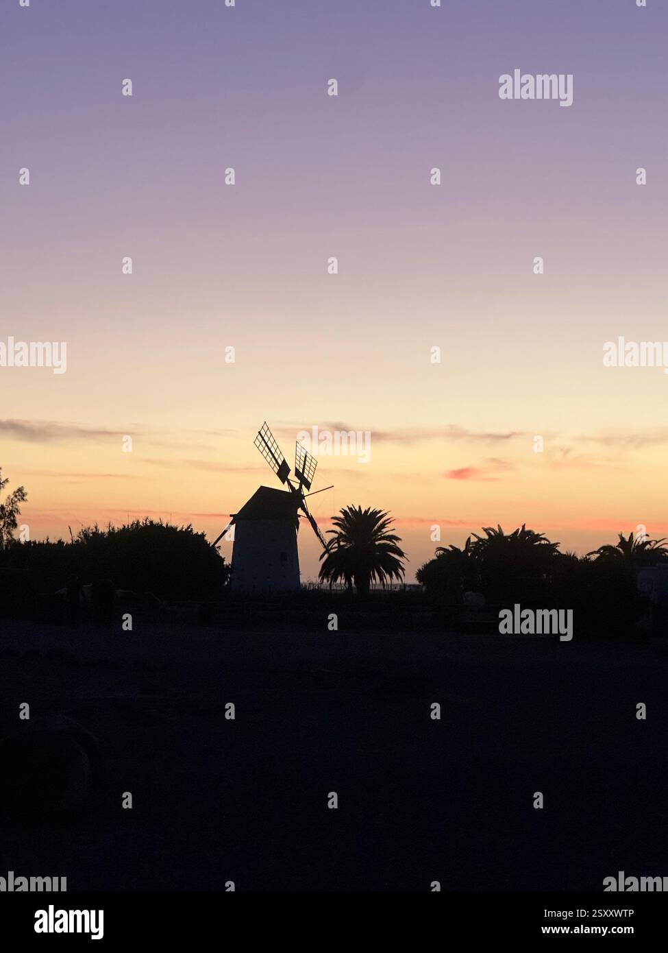 Windmill Fuerteventura during sunset - Smartphone Captured Stock Image