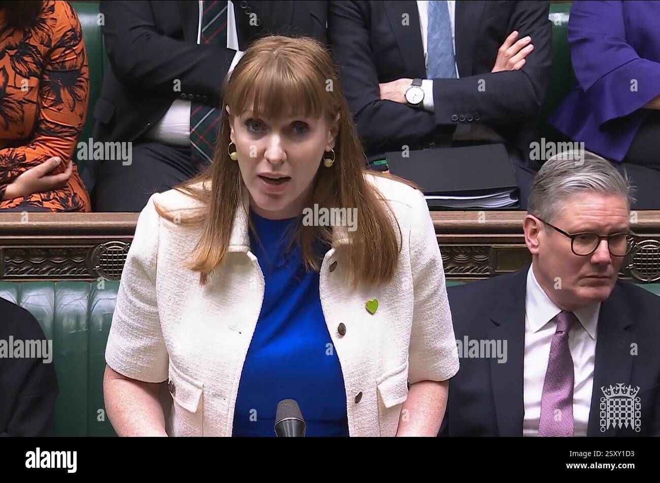 Screen grab of Deputy Prime Minister Angela Rayner making a Statement ...