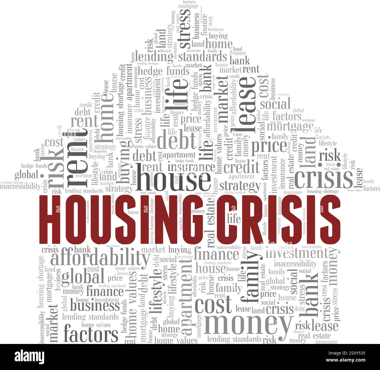 Housing Crisis vector illustration word cloud isolated on a white