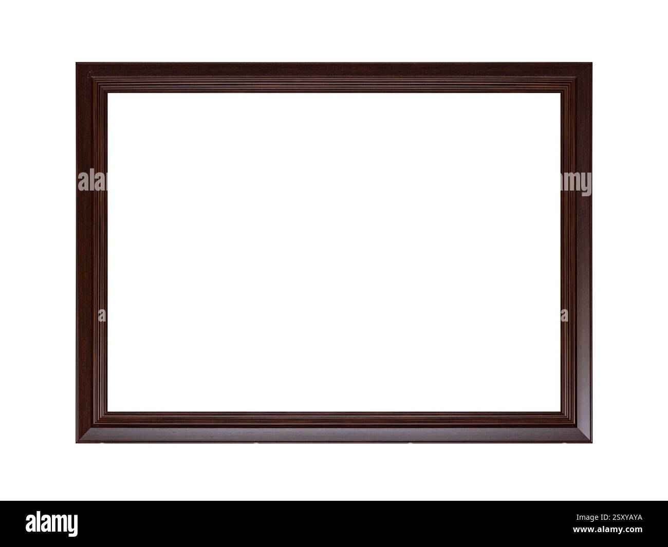 Antique Brown Classic Old Vintage Wooden Rectangle mockup canvas frame isolated on transparent or white. Blank and diverse subject molding baguette. Design element. use for paint, mirror or photo Stock Photo